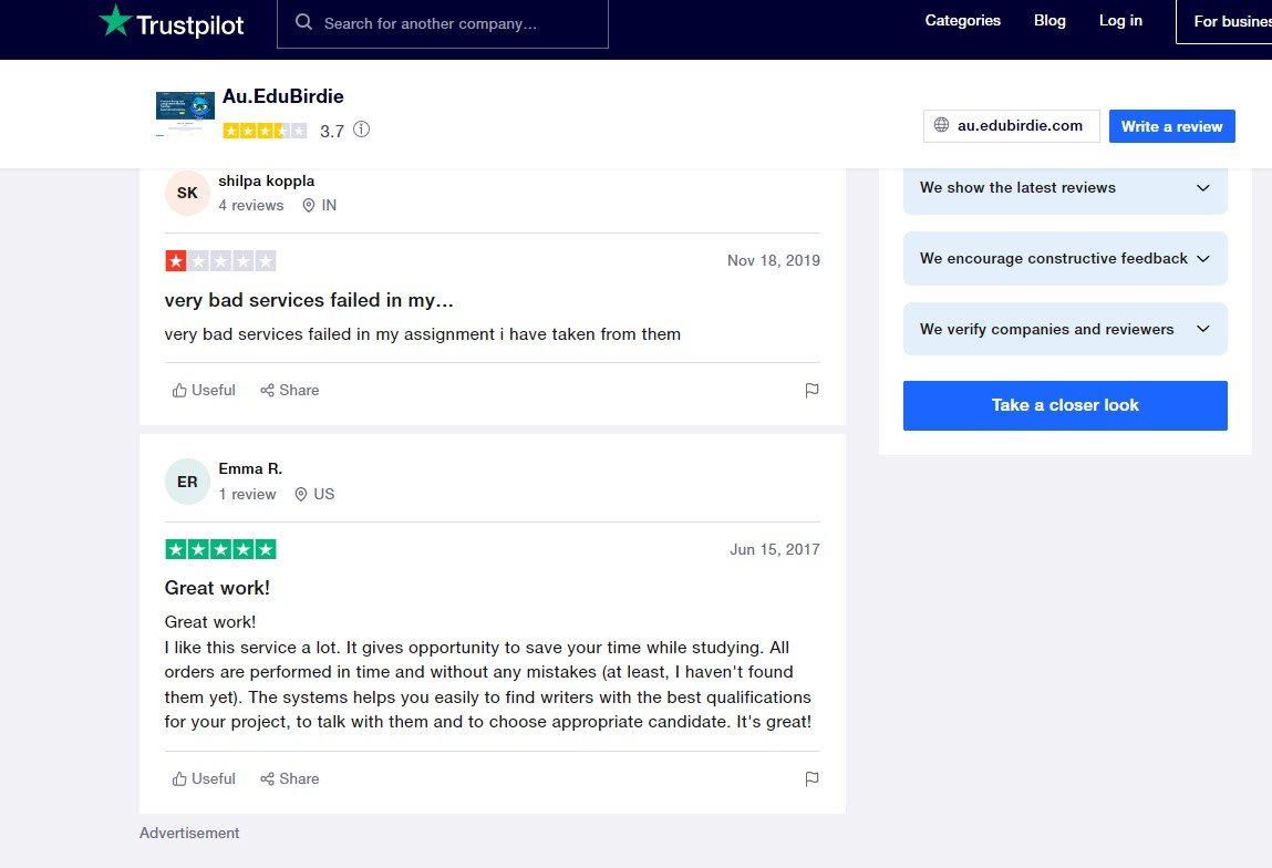 edubirdie trustpilot